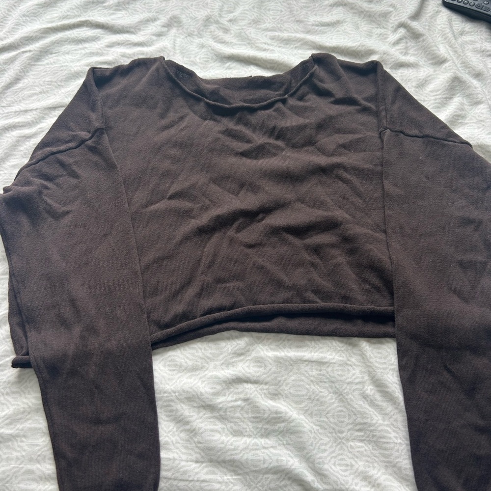 John Galt Long-Sleeve Cropped Sweater